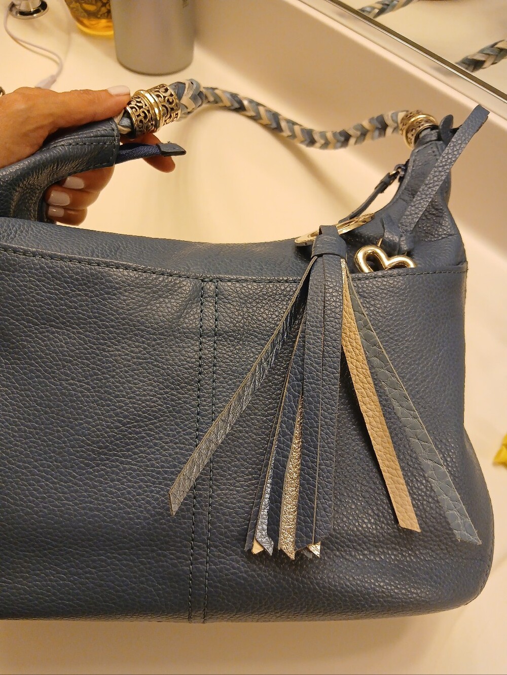 Brighton Barbados Hobo Shoulder Bag. Leather Tassel Shoulder Bag